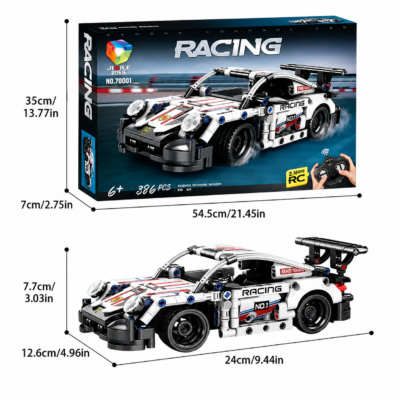 2 2.4 GHz Remote Control Sports Car Building Block Set (386 Pcs)
