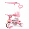 3-in-1 Toddler Stroller Tricycle with Overhead Sun Canopy, Parent Push Handle & Guardrail