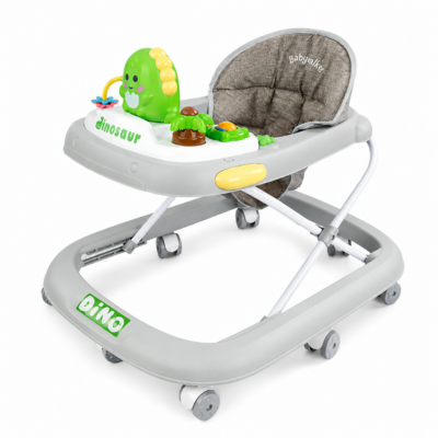 Dino Foldable Baby Walker with Musical Toy Tray & Adjustable Height (919)
