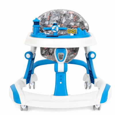 Multi-Function Foldable Baby Walker with 360° Silent Wheels, Removable Crash Bar & Dual Height Adjustment