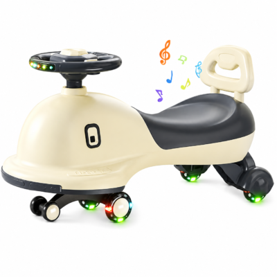 Kids Magic Swing Twist Car - Light-Up Flashing Wheels & Musical Steering Wheel (7688)
