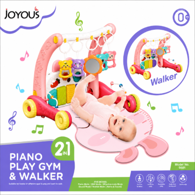 3 Joyous 2-in-1 Baby Piano Play Gym & Push Walker with Musical Keyboard (9881)
