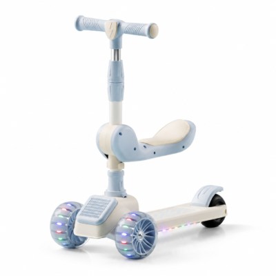 3 2-in-1 Kids Kick Scooter with Foldable Seat, Flashing LED Wheels & Music (ARJ-628)