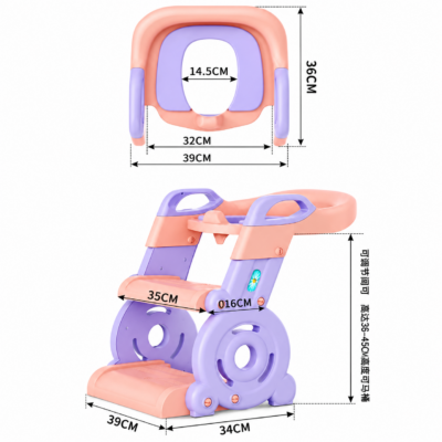 2-in-1 Kids Potty Training Seat with Adjustable Step Ladder & Safety Handles