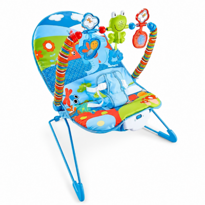 Hu Baby Music & Soothe Bouncer with Vibrations, Safety Harness & Toy Bar