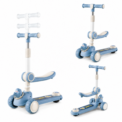 3 Convertible 3-Wheel Kids Scooter & Cycle with Adjustable Height, Music & Lights