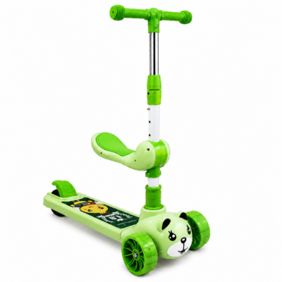 HappyRide Cute Panda Kids Scooter with Seat, Lights, Music & Adjustable Handle