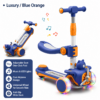 Kids Foldable 3-Wheel Convertible Scooter with Seat, Light-Up Wheels & Music