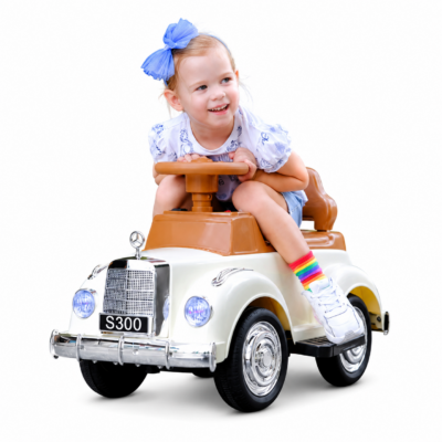 Kids Toddler Retro Ride-On Push Car with Music, LED Lights & Anti-Rollover Design