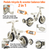 2-in-1 Convertible Kids Tricycle & Balance Bike with Music Headlight & Training Wheels