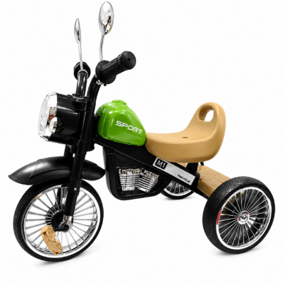 3 Motorcycle-Style Kids Tricycle with Front LED Lights & Sound System