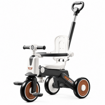 Luxury 3-in-1 Kids Tricycle with Steering Push Handle, Guard Rail & High Backrest