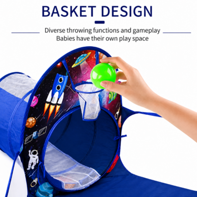 3 Kids Pop-Up Outer Space Crawling Tunnel & Play Tent House