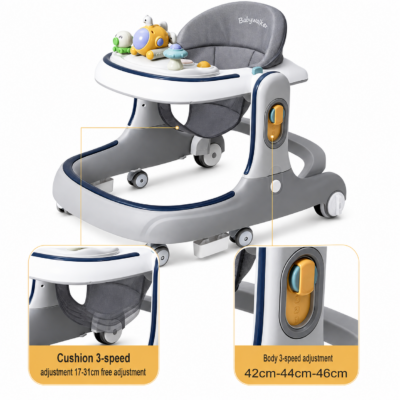 4-in-1 Pilot Sit-to-Stand Baby Walker with Speed Control Wheels & Musical Activity Tray