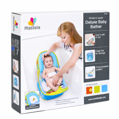 Mastela Deluxe Baby Bather - Portable Fold-Flat Infant Bath Sling Support for Sink & Tub (7165)