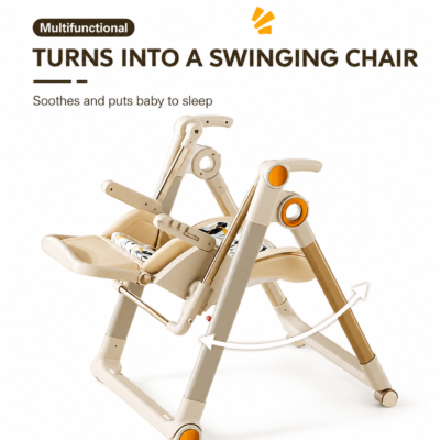 4 Joyous 3-in-1 Adjustable Convertible Baby High Chair with Gentle Swing Mode (11-6)