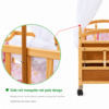 Junior Solid Wood Baby Cot Bed with Canopy Mosquito Net & Wheels
