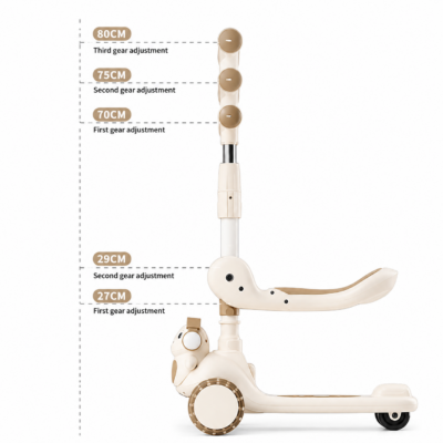 3-in-1 Foldable Kids Scooter with Adjustable Seat & Flashing LED Wheels