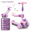 Kids Foldable 3-Wheel Convertible Scooter with Seat, Light-Up Wheels & Music