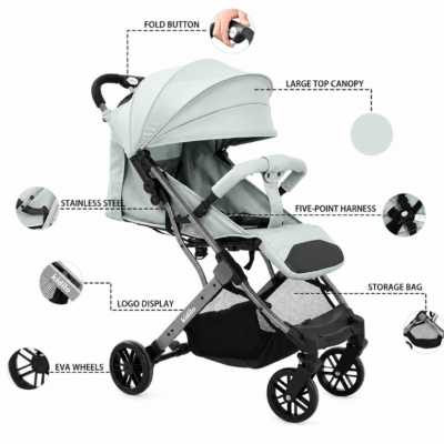 Kidilo K8 Pro Airplane Cabin-Approved Lightweight Travel Stroller with Bassinet Recline