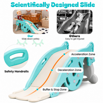 4 3-in-1 Foldable Toddler Rocking Chair with Baby Slide & Basketball Hoop