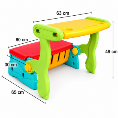 3-in-1 Kids Desk, Bench & Toy Storage Organizer CT-312