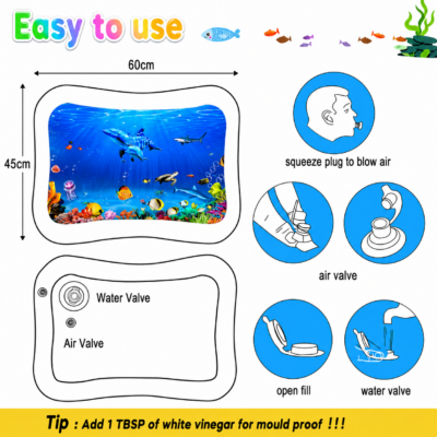 Baby Inflatable Water Play Mat – Ocean Theme Tummy Time Crawling Pad