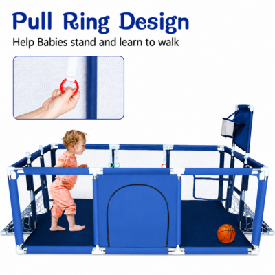 4 Large Safety Baby Playpen with Basketball Hoop & Football Net