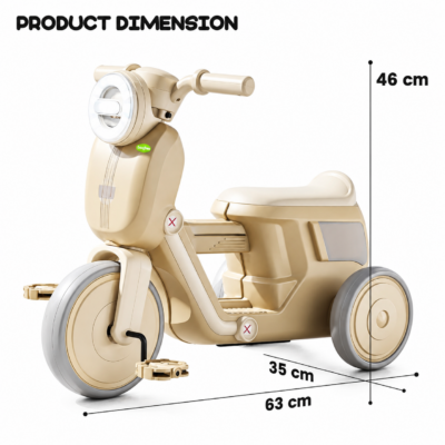 3-Wheel Musical Kids Tricycle with Headlight & Tool-Free Easy Assembly