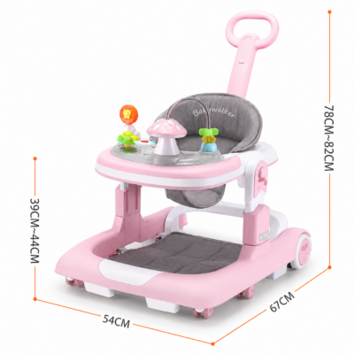 Multifunctional Mushroom 5-in-1 Baby Walker with Push Bar & Safety Stoppers (MY-816)