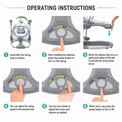 4 Ingenuity ConvertMe Swing-2-Seat Portable Baby Swing & Vibrating Seat (10037)