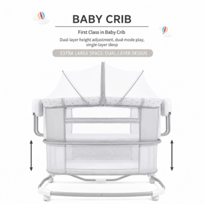 Smart Electric Baby Bassinet & Mobile Crib with Lockable 360 Universal Wheels (8601)