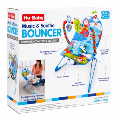 Hu-Baby Music & Soothe Bouncer Infant Seat with Soothing Melodies & Calming Vibrations (69827)