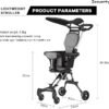 Two-Way Push Convertible Baby Stroller with 360° Reversible Seat & Carbon Steel Frame