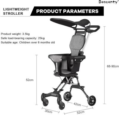 Two-Way Push Convertible Baby Stroller with 360° Reversible Seat & Carbon Steel Frame