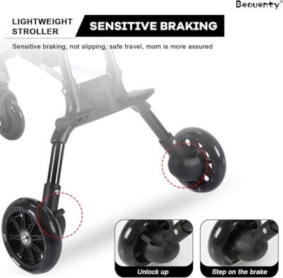 Two-Way Push Convertible Baby Stroller with 360° Reversible Seat & Carbon Steel Frame