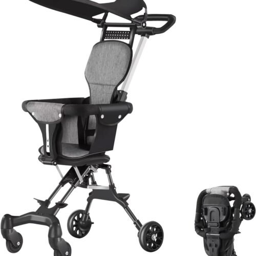 Two-Way Push Convertible Baby Stroller with 360° Reversible Seat & Carbon Steel Frame