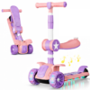 6a571fa3-a642-4f0c-a13f-a11d0e68bbd0 Kids 3-in-1 LED Musical Scooter with Seat & Foldable Adjustable Handlebar