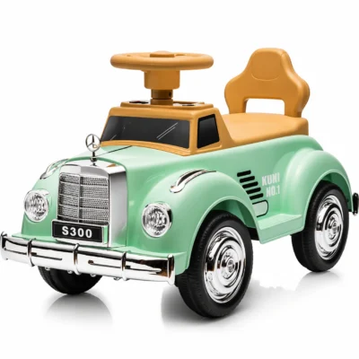 Kids Toddler Retro Ride-On Push Car with Music, LED Lights & Anti-Rollover Design