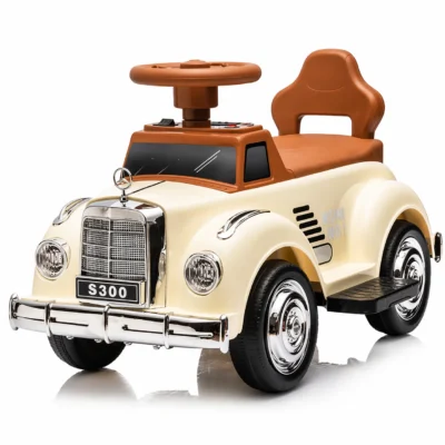 Kids Toddler Retro Ride-On Push Car with Music, LED Lights & Anti-Rollover Design
