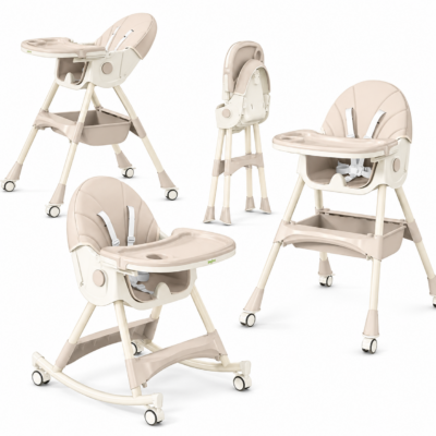 5-in-1 Convertible Baby Highchair & Rocking Chair with Double Layer Tray