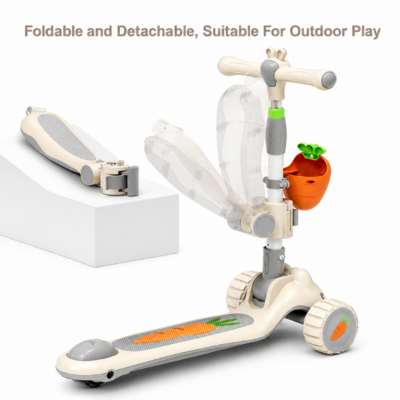 Five 2-in-1 Kids Rabbit Scooty with Seat & Carrot Storage Basket