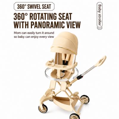 3-in-1 Multifunction Convertible Baby Stroller & High Chair with 360° Rotatable Seat