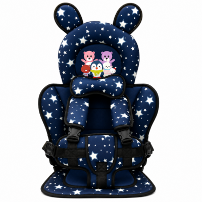 Portable Toddler Car Seat Cushion Liner with Cute Bear Pattern & Adjustable Straps