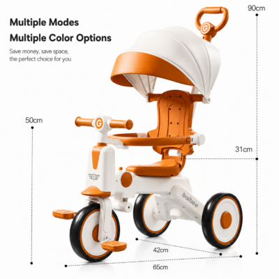 Five 6-in-1 Multifunctional Kids Tricycle with Canopy & Parent Push Handle