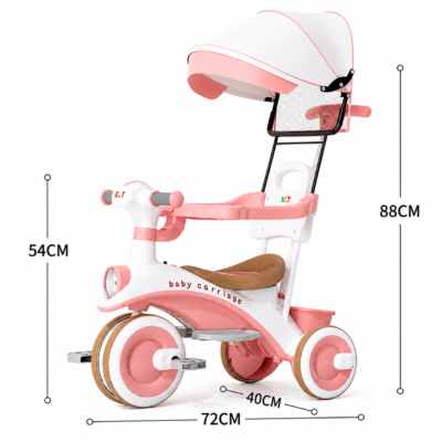 Multifunctional Kids Tricycle with Sun Shade Umbrella & Parent Push Handle