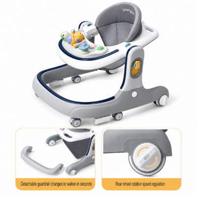 4-in-1 Pilot Sit-to-Stand Baby Walker with Speed Control Wheels & Musical Activity Tray