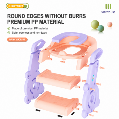 2-in-1 Kids Potty Training Seat with Adjustable Step Ladder & Safety Handles
