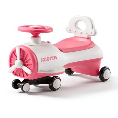 MS-1625Pink_c82f3f60-91c4-4b55-9a7e-3b8815334d62-Picsart-AiImageEnhancer Airplane Wiggle Scooter Ride-On Car with LED Lights, Music & Silent Wheels