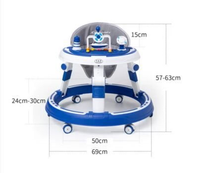 Ergonomic Anti-Tip Baby Walker with Ocean Activity Center & Converts to High Chair